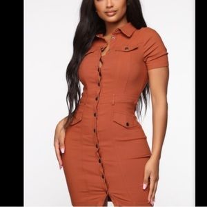 FASHIONNOVA Shops on Beverly Twill Mini Dress! Rust